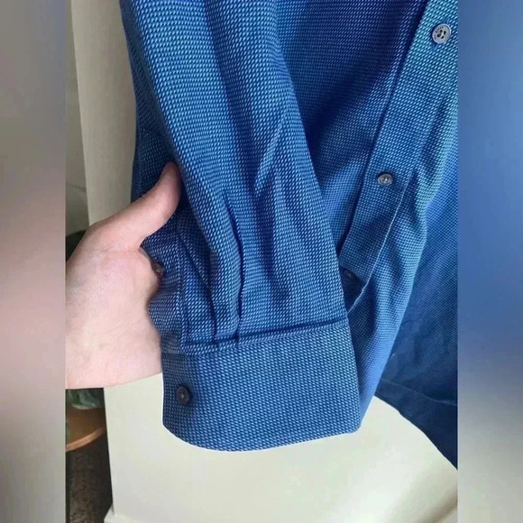 Ted Baker Endurance Blue Button Up Dress Shirt Diamond Geometric Print Pattern - Picture 5 of 5